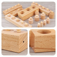 Preschool Developmental Cylinder Block Early Learning Cylinder Socket Block Natural Wood Educational for Preschoolers, Toddlers, Kids, Home, Classroom