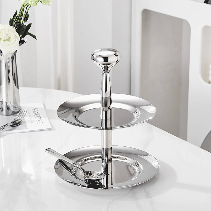 Nordic Light Luxury Stainless Steel Double-Layer Fruit Bowl