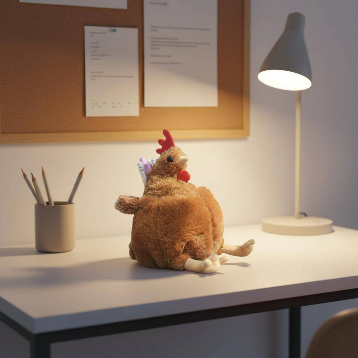 Fuzzy Chicken Writing Implement Case Funny Design Stationery Box Multi-Function
