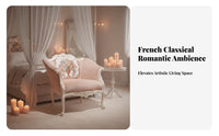 French regal design Carved Frame Tufted Sofa rosy Fabric Living Room Furniture Elegant Design Upholstered Couch Soft Upholstery for Interior Designers, Luxury Shoppers, Apartment Dwellers, Villa, Lounge Area, Hotel Lobby