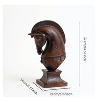Horse Head Statue with Pedestal Decorative for Bookshelf, Equestrians
