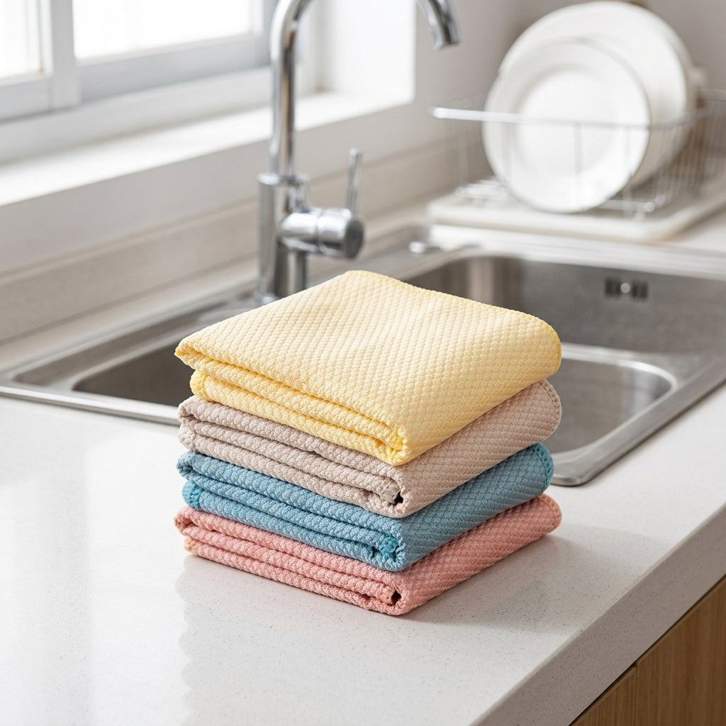 Aquatic Scale Microfibre Cloth, 30x40cm Microfibre Cloth for Glass and Kitchen, Clear Cleaning Cloths, No-Shed and Machine Washable