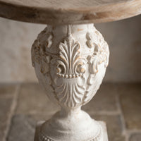Accent Table with Pedestal Base Carved Round Side Table Decorative for Boutique