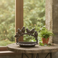 Cast Metal Avian Feeder Long-Lasting Bird Feeder with Basin Elegant for Balcony