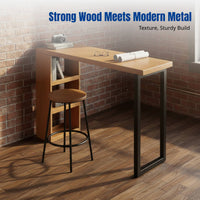 Nordic High Bar Table and Chair Set, Hardwood, Minimalist, Wall-Mounted, Living Room, Small Space