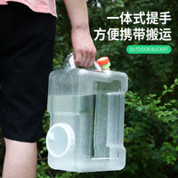 12L Transparent PC Water Storage Bucket with Spigot for Camping and Travel