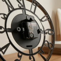 Uncovered Frame Wall Clock Cutout Numerals Round Wall Clock Black