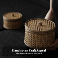 Lidded Storage Container With Lid Lidded Wicker Case Particlesproof Vintage Design for Students, Adults, Desktop, Bedroom