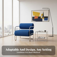 Modernist design aesthetic Deep sapphire Single Seater stylish Design Lounge Chair Ergonomic contour Seating Furniture Thick paddinging for Cafe Owners, residents, Readers, Coffee Shop, Reception Area, Living Room, Bedroom