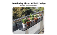 Space-Saving Rectangular Hanging Basket Easy Installation Fence Pot Holder Double Hook Mount Railing Planter Weather Resistant for Apartment Dwellers, Plant Lovers, Homeowners, Balcony, Porch, Patio, Garden