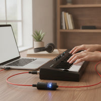 Plug and Play USB to MIDI Cable 2m USB to MIDI Adapter Bus Powered Built-in Driver for Music Producers, Musicians, Home Studio, Recording, Keyboard Practice
