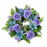 Artificial Rose and Lily Wreath Spring/Summer Floral Wreath Elegant Design Faux Flower Table Garland for Party