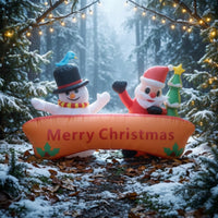 Inflatable Snowman and Santa 6ft Inflate Christmas Yard Decoration Inflatable Christmas Decoration Outdoor for Lawn, Storefront