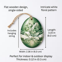 Easter Wooden Hanging Decorations, 12 Piece Egg Ornaments with Rope, Boxwood Indoor Outdoor Decor - Image 5