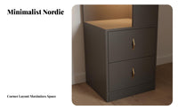 Multitier Design Smart Bedside shelving unit Lockable Drawer Nightstand with Hutch Space-Saving Bedroom Furniture data port Ports for Apartment Dwellers, Students, gadget aficionados, Dorm Room, Home Office