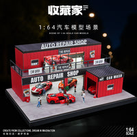 收藏家1:64车模停车场模型集装箱修理厂微缩场景摆件适用MINIGT