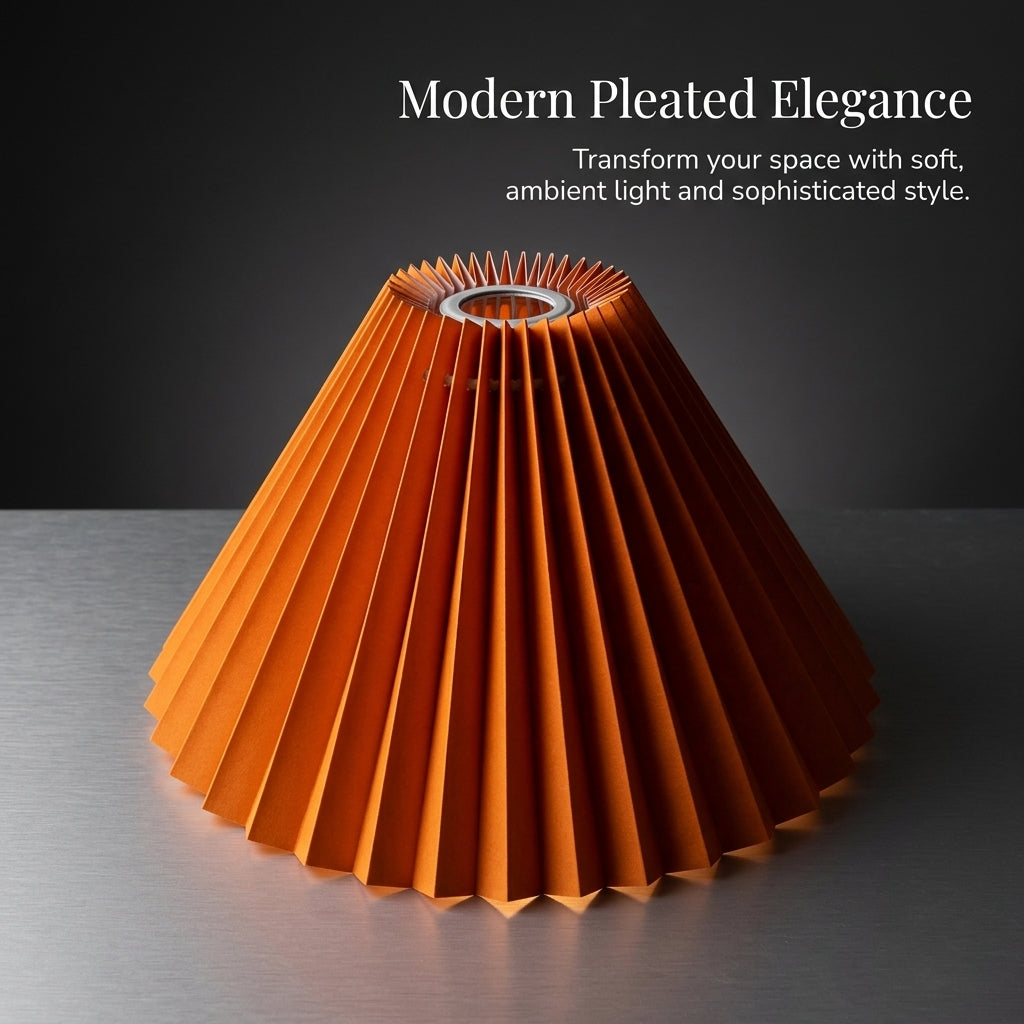 Textile Lampshade with 39 Pleated Design for Table Lamps and Ceiling Lights, Removable Shade for Bedside Easy Install Cloth Material