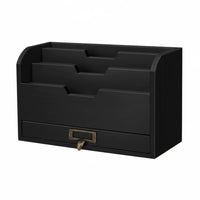 Wooden Desk Organizer with Drawer Large Capacity Desktop File Sorter Sturdy Design Wooden Mail Organizer
