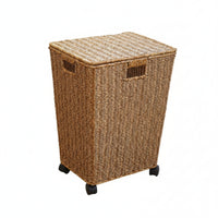 Laundry Hamper with Wheels Woven Rolling Laundry Hamper Lidded for Bedroom