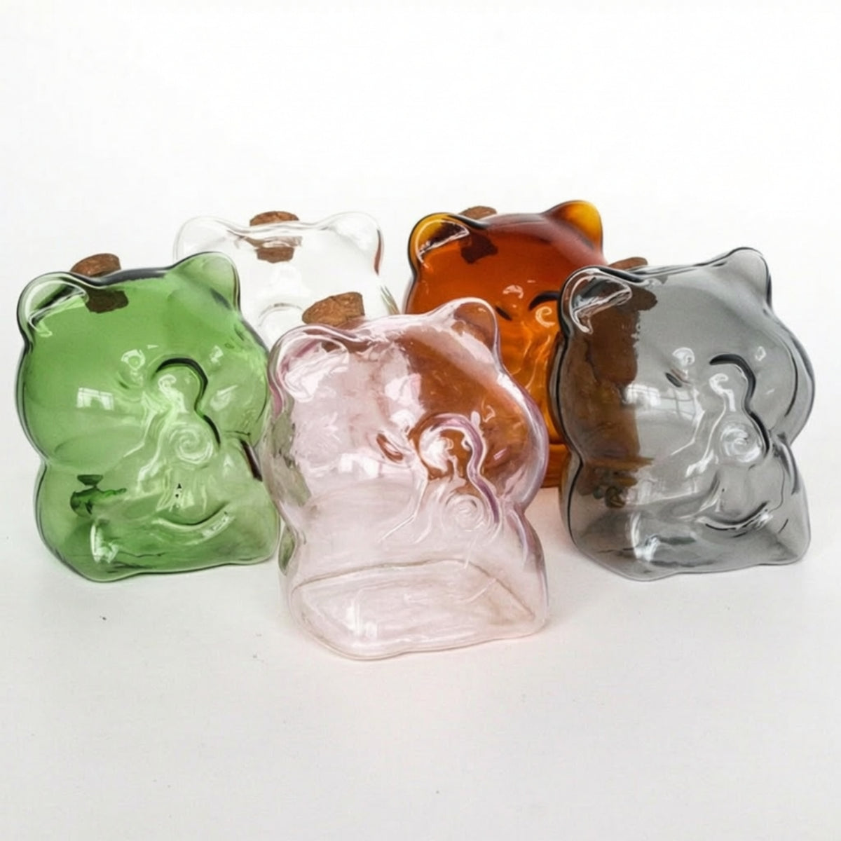 Cute Pig Glass Bottle | Playful, Glass Bottle with Cork Stopper, for Desk