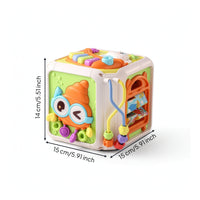 Interactive Learning Cube with Sea Creature Theme Tactile Motor Skills Toy with Beads Early Education Activity Polyhedron Hands-on for Babies, Playroom
