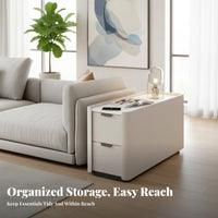 Rolling Side Cabinet Movable Design Rolling Smart Cabinet Space-Saving Built-in Bluetooth Speaker for Homeowners, Living Room