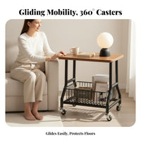2-Tier Rolling End Table Minimalist Design 2-Tier Rolling representative of Small rooms