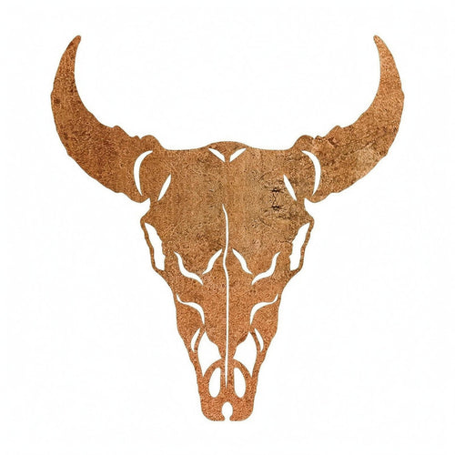 Bull Skull Wall Decor Rust-Like Finish Horned Skull Silhouette Openwork