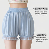 Lace Trim Bloomers for Women Under Dress Shorts with Loose Fit, Plus Size for Summer Skirts, Lightweight with Lantern Style