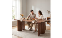 Solid Wood Pedestal Dining Table Rectangular Dining Table Sturdy Furniture Stable for Office