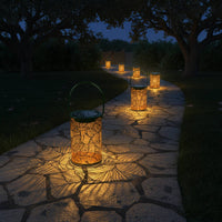 Solar Projection Lantern Rustproof Hollow Metal Shadow Lamp No Wiring Required