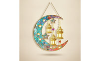 Acrylic Moon Decoration Vibrant Stained Glass Style Suncatcher Sturdy