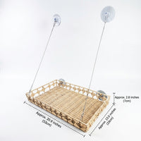Window Cat Perch and Cat Hammock, Handwoven Rattan Cat Bed with Strong Suction Cups, Folding Storage Suction Cup Cat Bed for Indoor Sunbathing