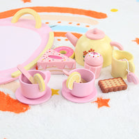 Wooden Pretend Play Tea Set for Kids, Afternoon Tea Set, Parent-Child Interactive Toy