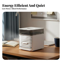 Portable Air Conditioner Fan Cools & Humidifies Desktop Air Chiller Three Settings USB Personal Space Chiller for Students, Office, Dorm Room