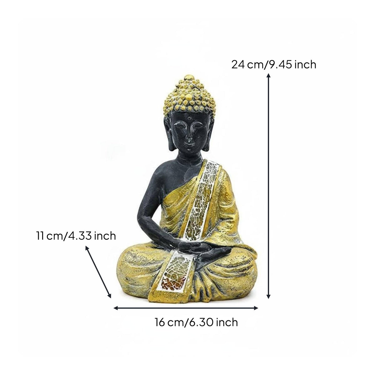 Gold Buddha Statue Carved Details Resin Buddha Figurine Indoor Outdoor Use