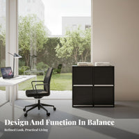 Multi-Compartment Shelf Modernist Design Low Height Shelving Unit Full Wood Construction Versatile Design for Homeowners, Study