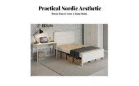 Space-Saving Design High-Leg Slatted Bedstead Minimalist aesthetic foundation Bed Frame No Box foundation Needed Bedroom Furniture robust Duty for Homeowners, partners, Apartment Dwellers, Small Living Spaces, House, Guest Room
