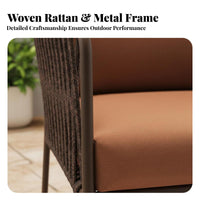 Woven Armchair and Table Set the manufacturerather-Resistant Woven Armchair Set Comfortable Thick paddings for Adults