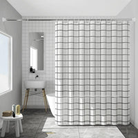 Grid Pattern Bath Curtain Punchtool-Less Installation for Bathtub, Renters