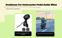 Motorcycle Tire Pressure Tracking System, cordless TPMS, instant pressure & temperature display, universal port charging, alarm modes
