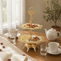 Glass Fruit Tray Stand Openwork Double-Tier Tray Stand Decorative Tableware