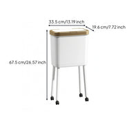 Press-Top Trash Can Wood-Grain Lid Home Storage 15 L for Kitchen, Living Room