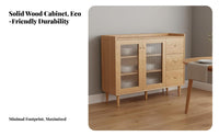 Modern Accent Storage Cabinet Solid Wood Kitchen Buffet Credenza Profile Wooden Credenza with Shelves for Renters, Families, Dining Room, Hallway