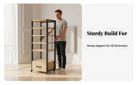 High-fidelity Component Cabinet with Drawer Multi-tier Audio Rack Sturdy Steel Frame Stable Structure Scratch-resistant Wood Suitable for Gift Giving Home Decoration Living Room Audiophile Entertainment