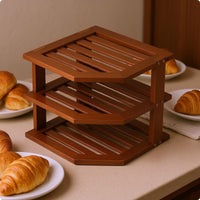 Countertop Display Rack Multi-Functional Tiered Wooden Shelf Rustic