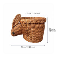 Imitation Rattan Hare Storage Holder Decorative Hare Shaped Basket Wicker Bunny Storage Bin for Kids, Kitchen, Living Room, Party