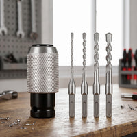Knurled Drill Adapter with Bits Hex Shank Electric Hammer Converter Metal Power Hammer Adapter Head Compatible for Contractors, Diyers, Handymen, Construction, Workshop, Masonry
