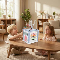Wooden Busy Box with Bead Maze Child-Centered Activity Cube with Bead Maze Sensory Play Cube Educational Toddler Activity Center