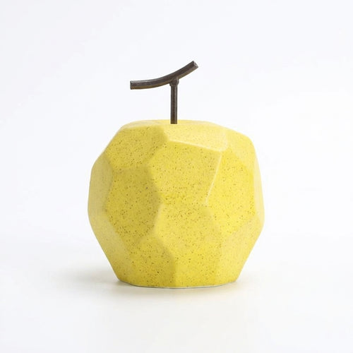 Ceramic Fruit Sculpture for Home Decor, Speckled Glaze Figurine, Modern Minimali #variant:Black Dot Yellow